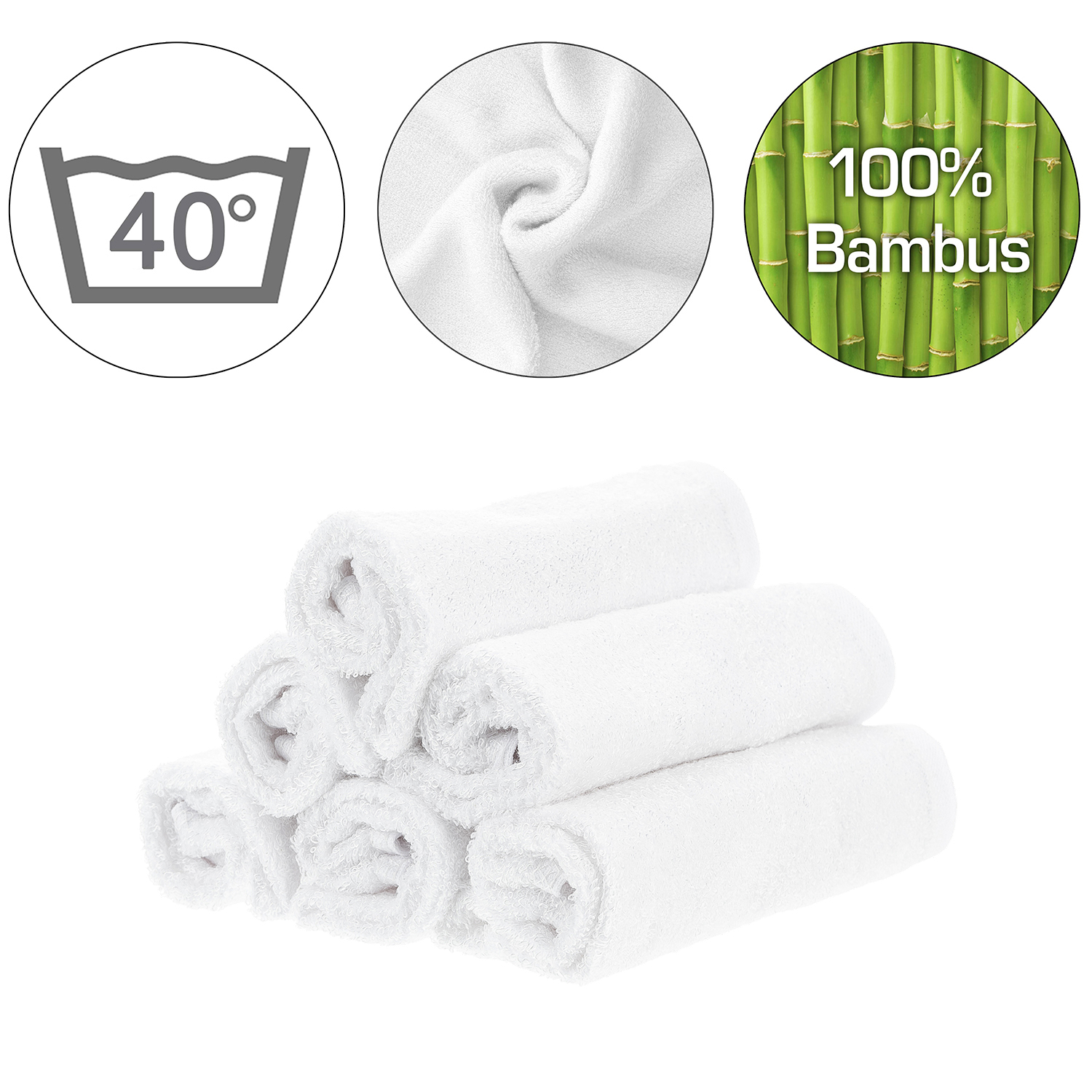 Ko&Pro 100% Bambus Tücher 6er Set 25x25 cm + 1x Luffaschwamm | Perfekt für Küche, Bad, Haushalt & Streifenfreie Fenster | Inkl. DIY-Rezeptesammlung – Bild 2