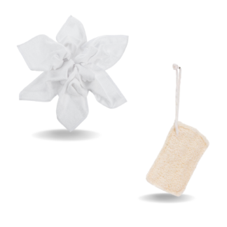 Ko&Pro 100% Bambus Tücher 6er Set 25x25 cm + 1x Luffaschwamm | Perfekt für Küche, Bad, Haushalt & Streifenfreie Fenster | Inkl. DIY-Rezeptesammlung