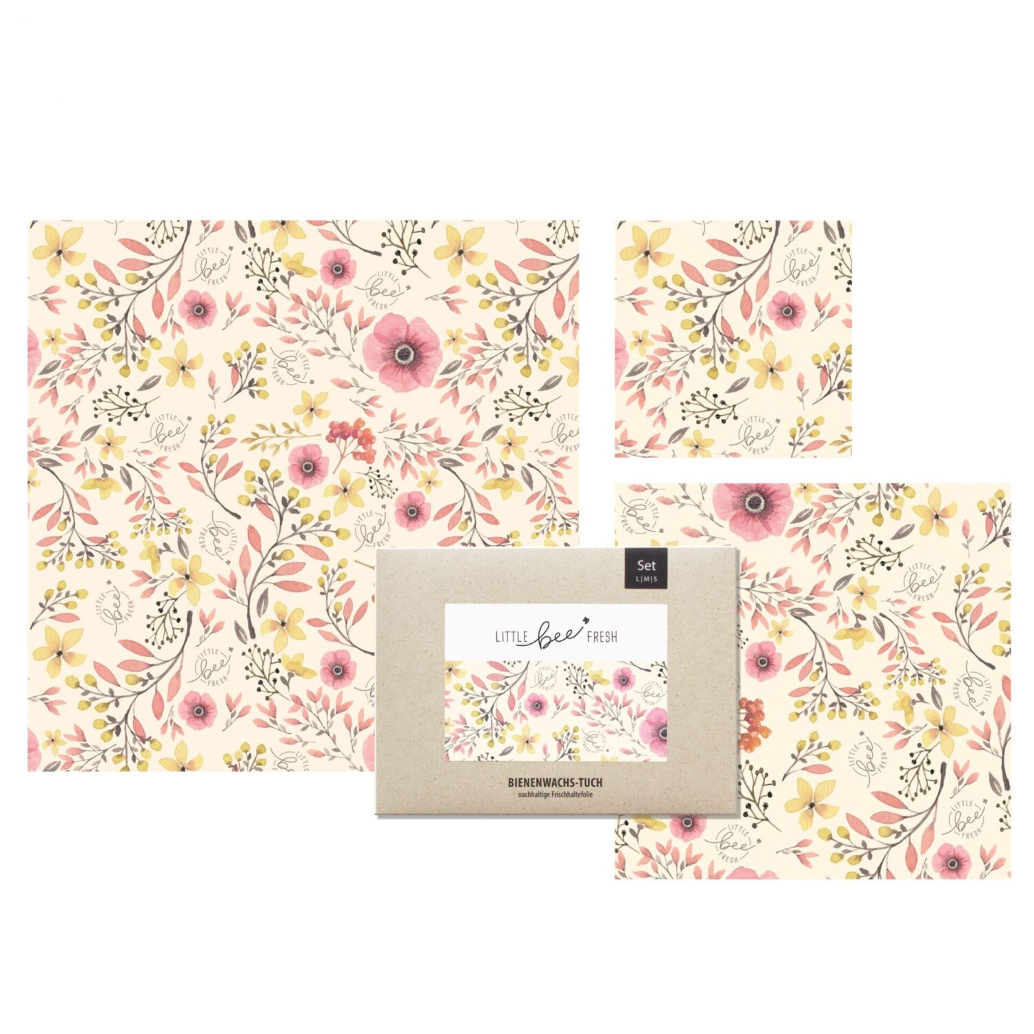 Bio-Bienenwachstücher Starter-Set (“L/M/S”) – Rosa